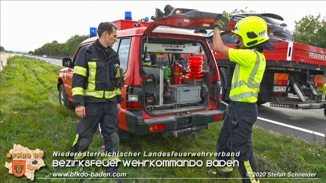20201009 Schwerer Verkehrsunfall auf der A2 zwischen Leobersdorf und Wllersdorf  Foto:  Stefan Schneider BFK BADEN