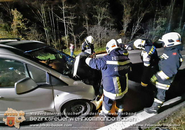 20201107 Fahrzeugbergung nach Wildunfall auf der LB210 im Helenental  Foto:  Freiwillige Feuerwehr Siegenfeld