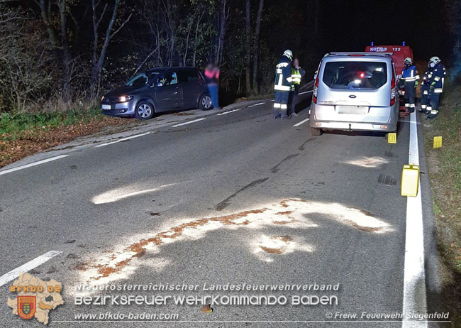 20201107 Fahrzeugbergung nach Wildunfall auf der LB210 im Helenental  Foto:  Freiwillige Feuerwehr Siegenfeld