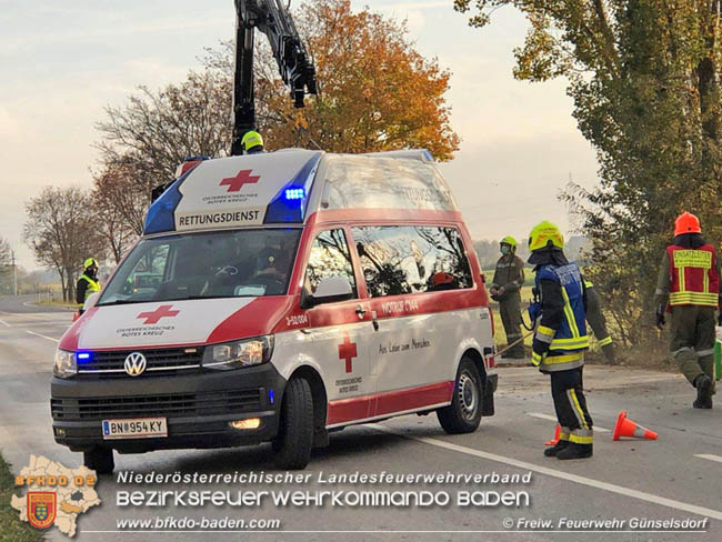 20201114 Verkehrsunfall auf der LB17 in Günselsdorf Foto: © Christopher Neumayer FF Günselsdorf 20201114 Verkehrsunfall auf der LB17 in Günselsdorf Foto: © Christopher Neumayer FF Günselsdorf