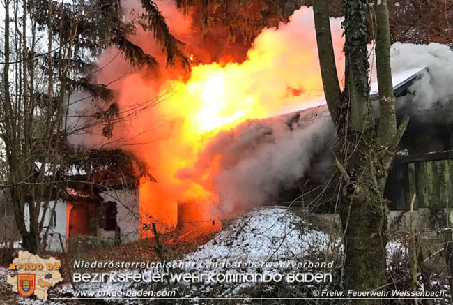 20210111 Brand einer Holzhtte im Waldgebiet Furth a.d.Triesting   Foto:  FF Weissenbach/Triesting