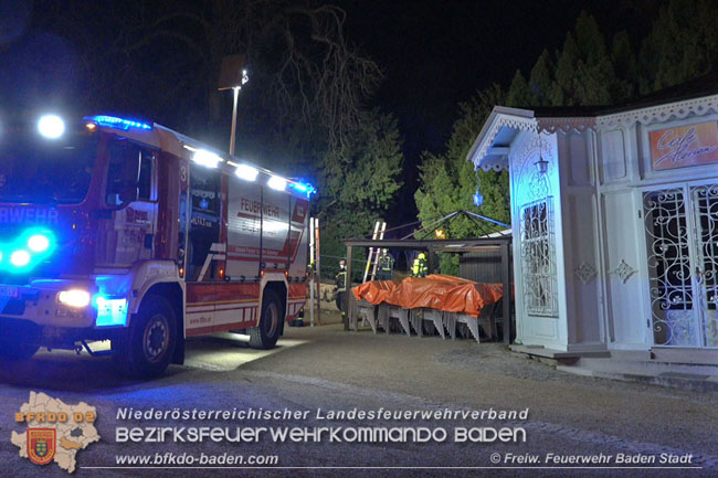 20210205 Vermeintliche Brandstiftung beim historischen Caf im Badener Kurpark  Foto:  Freiwillige Feuerwehr Baden-Stadt