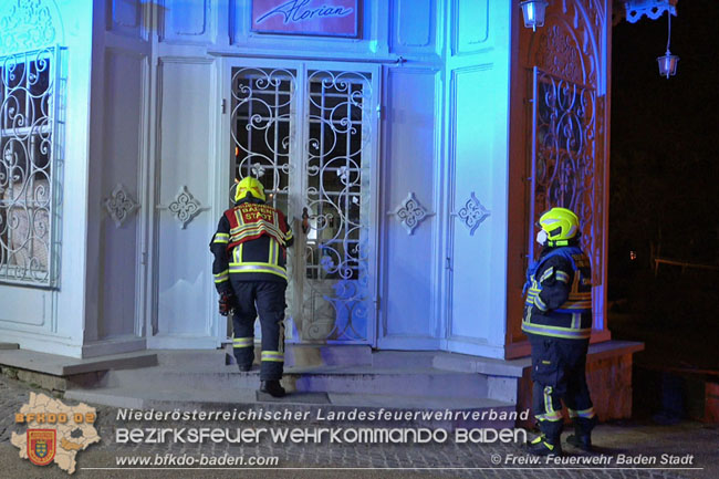 20210205 Vermeintliche Brandstiftung beim historischen Café im Badener Kurpark Foto: © Freiwillige Feuerwehr Baden-Stadt 20210205 Vermeintliche Brandstiftung beim historischen Café im Badener Kurpark Foto: © Freiwillige Feuerwehr Baden-Stadt