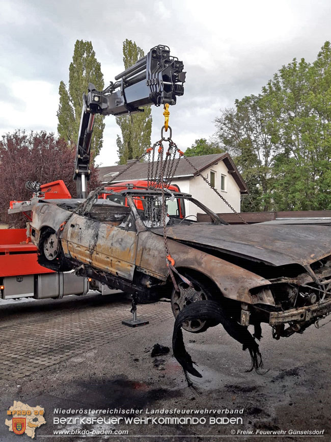 20210514 Pkw brennt unter Carport in einer Günselsdorfer Wohnsiedlung Foto: © Freiwillige Feuerwehr Günselsdorf 20210514 Pkw brennt unter Carport in einer Günselsdorfer Wohnsiedlung Foto: © Freiwillige Feuerwehr Günselsdorf