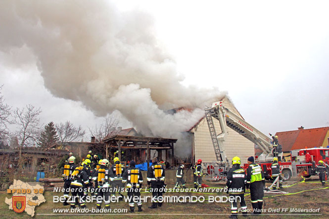 20211227 Wohnhausbrand in Traiskirchen Ortsteil Möllersdorf  Foto: Hans Dietl FF Möllersdorf