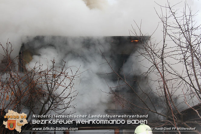 20211227 Wohnhausbrand in Traiskirchen Ortsteil Möllersdorf  Foto: Hans Dietl FF Möllersdorf