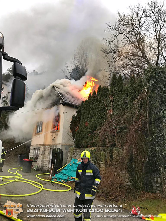 20220110 Wohnhausbrand in Neuhaus  Foto: Freiwillige Feuerwehr Weissenbach a.d.Triesting