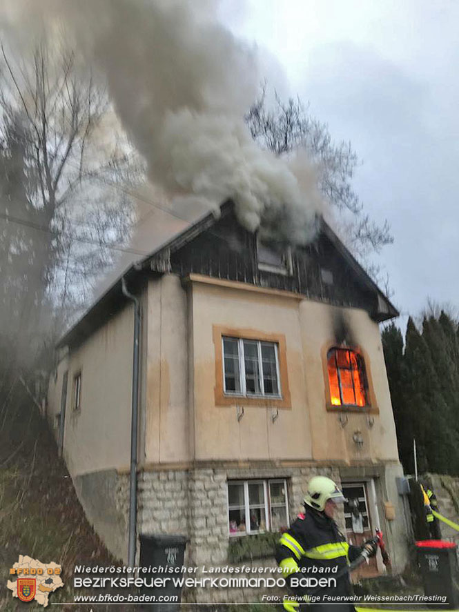 20220110 Wohnhausbrand in Neuhaus  Foto: Freiwillige Feuerwehr Weissenbach a.d.Triesting