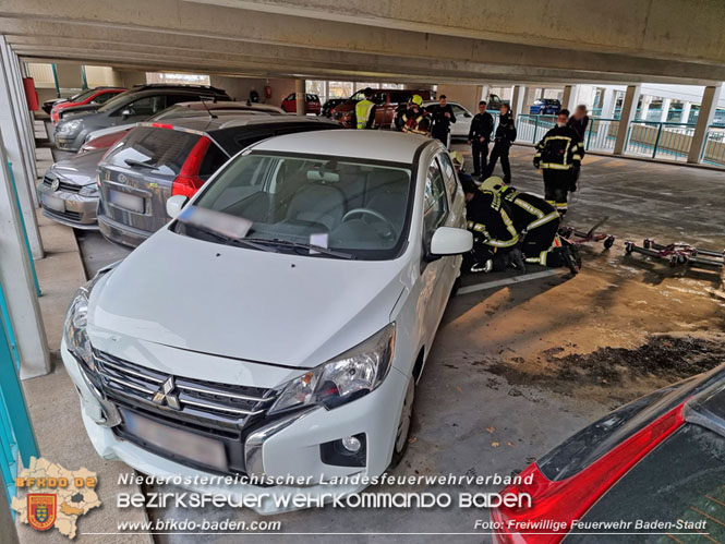 20220317 Auto Billard im Parkdeck R&ouml;mertherme Baden  Foto: Freiwillige Feuerwehr Baden-Stadt