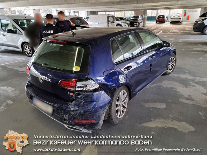 20220317 Auto Billard im Parkdeck R&ouml;mertherme Baden  Foto: Freiwillige Feuerwehr Baden-Stadt