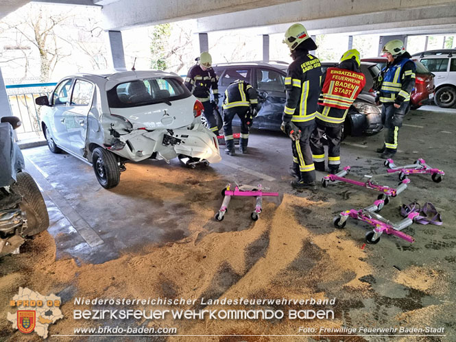 20220317 Auto Billard im Parkdeck R&ouml;mertherme Baden  Foto: Freiwillige Feuerwehr Baden-Stadt
