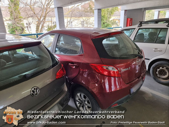 20220317 Auto Billard im Parkdeck R&ouml;mertherme Baden  Foto: Freiwillige Feuerwehr Baden-Stadt