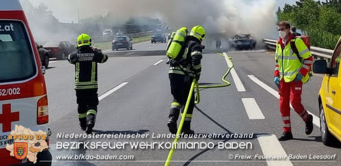 20220716 Fahrzeugbrand auf der A2 bei Leobersdorf   Foto: Freiwillige Feuerwehr Baden-Leesdorf