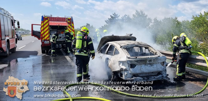 20220716 Fahrzeugbrand auf der A2 bei Leobersdorf   Foto: Freiwillige Feuerwehr Baden-Leesdorf