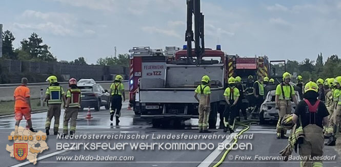 20220716 Fahrzeugbrand auf der A2 bei Leobersdorf   Foto: Freiwillige Feuerwehr Baden-Leesdorf