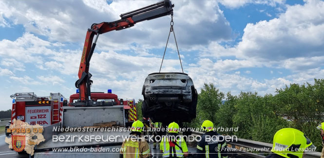 20220716 Fahrzeugbrand auf der A2 bei Leobersdorf   Foto: Freiwillige Feuerwehr Baden-Leesdorf