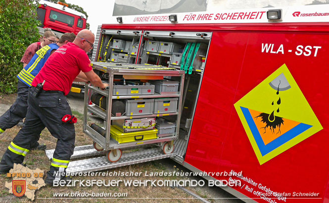 20220802 20220802 Schadstoffeinsatz wegen Gebrechen an Heizl-Tank in Baden Ortsteil Leesdorf  Foto: Stefan Schneider BFK BADEN