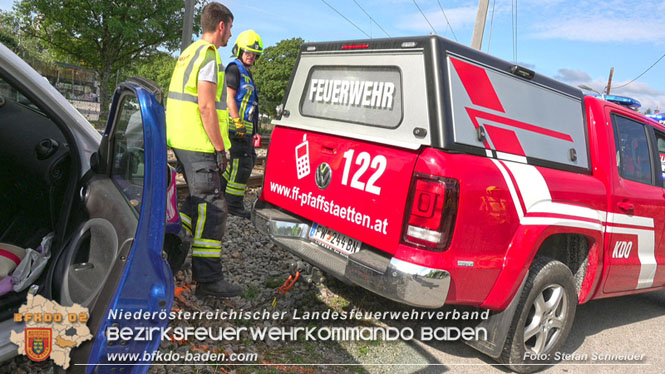 20220829 Unfall bei WLB-Bahnübergang in Pfaffstätten Foto: Stefan Schneider BFKDO BADEN 20220829 Unfall bei WLB-Bahnübergang in Pfaffstätten Foto: Stefan Schneider BFKDO BADEN