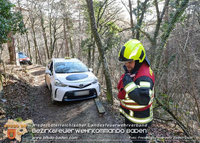 20221224 Déjà-vu im Badener Kurpark - neuerlich Pkw auf Waldweg!  Foto: Freiwillige Feuerwehr Baden-Stadt / Stefan Schneider