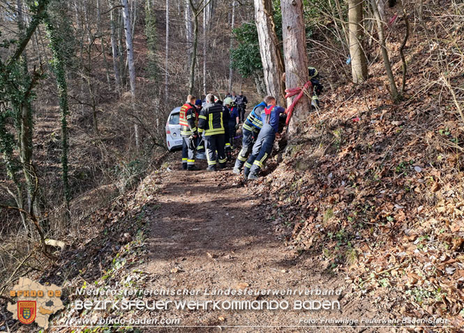 20221224 Dj-vu im Badener Kurpark - neuerlich Pkw auf Waldweg!  Foto: Freiwillige Feuerwehr Baden-Stadt / Stefan Schneider