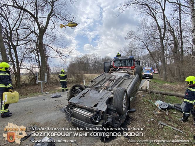 20230305 Menschenrettung nach Fahrzeugüberschlag auf der L2085 Foto: Freiwillige Feuerwehr Möllersdorf 20230305 Menschenrettung nach Fahrzeugüberschlag auf der L2085 Foto: Freiwillige Feuerwehr Möllersdorf