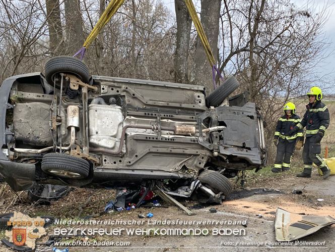 20230305 Menschenrettung nach Fahrzeugüberschlag auf der L2085 Foto: Freiwillige Feuerwehr Möllersdorf 20230305 Menschenrettung nach Fahrzeugüberschlag auf der L2085 Foto: Freiwillige Feuerwehr Möllersdorf
