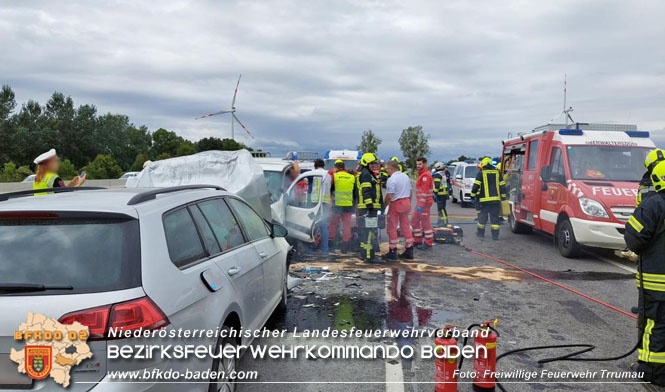 20230829 Schwerer Verkehrsunfall auf der B16 Trumau fordert 2 Verletzte  Foto: Freiwillige Feuerwehr Trumau