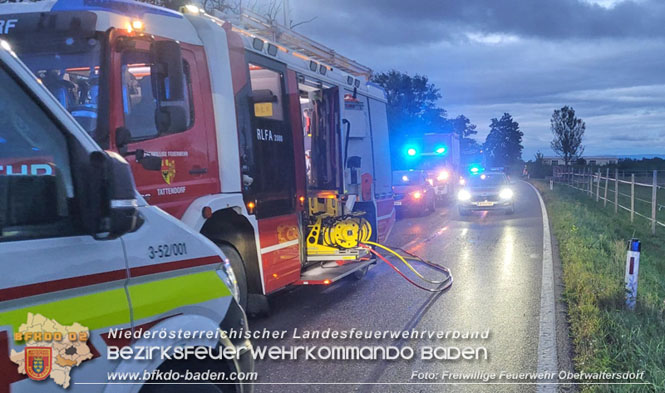 20230830 Verkehrsunfall auf der L157 Tattendorf - Oeynhausen  Foto: Freiwillige Feuerwehr Oberwaltersdorf