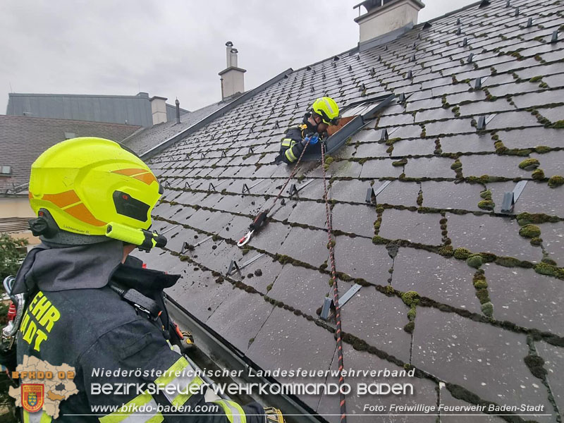 20240106_Gel�stes Blechdach bei Wohnhaus in Baden gesichert  Foto: Freiwillige Feuerwehr Baden-Stadt