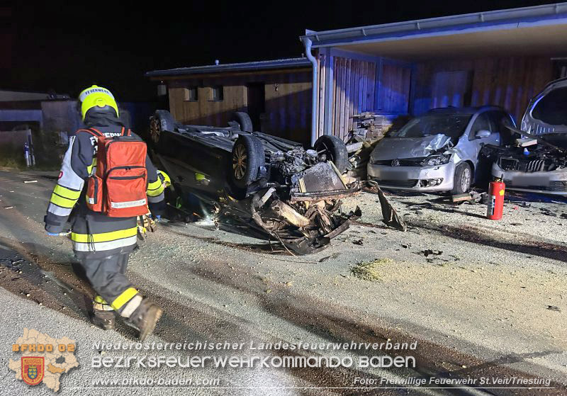 20240821_Verkehrsunfall Fahrzeugüberschlag im Ortsgebiet St.Veit a.d.Triesting Foto: Presseteam FF St.Veit/Triesting 20240821_Verkehrsunfall Fahrzeugüberschlag im Ortsgebiet St.Veit a.d.Triesting Foto: Presseteam FF St.Veit/Triesting
