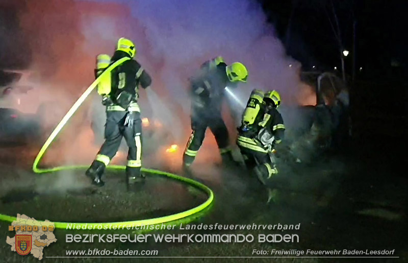 20250214_Zwei geparkte PKW in Baden in Brand geraten   Foto: Stefan Wagner FF Baden-Leesdorf