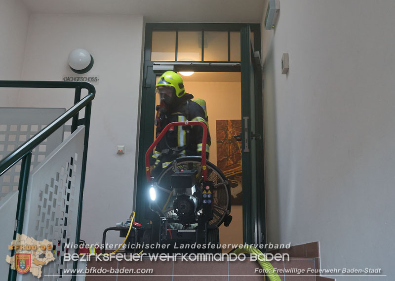 20250224_Brand in Badener Wohnhausanlage - Feuerwehr rettet bewusstlose Person    Foto: Freiwillige Feuerwehr Baden-Stadt