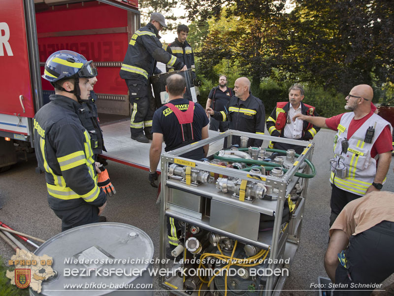 20250613_Feuerwehreinsatz wegen Gebrechen in Tankanlage für ein Notstromaggregat Foto: Stefan Schneider BFKDO BADEN 20250613_Feuerwehreinsatz wegen Gebrechen in Tankanlage für ein Notstromaggregat Foto: Stefan Schneider BFKDO BADEN