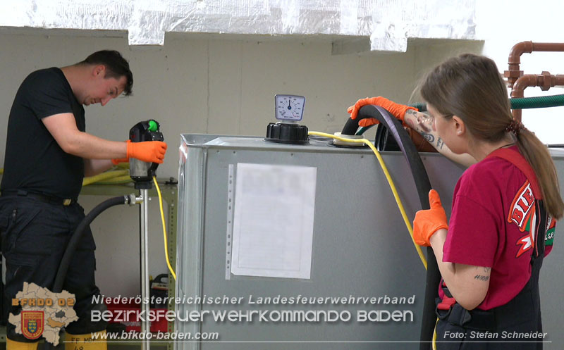20250613_Feuerwehreinsatz wegen Gebrechen in Tankanlage für ein Notstromaggregat Foto: Stefan Schneider BFKDO BADEN 20250613_Feuerwehreinsatz wegen Gebrechen in Tankanlage für ein Notstromaggregat Foto: Stefan Schneider BFKDO BADEN
