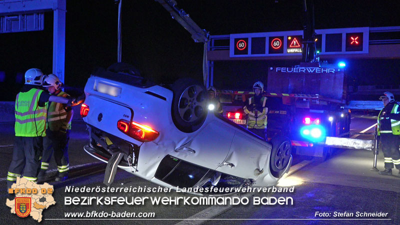 20250701_Nächtlicher Unfall auf der A2 beim Knoten Guntramsdorf Foto: Stefan Schneider BFKDO BADEN