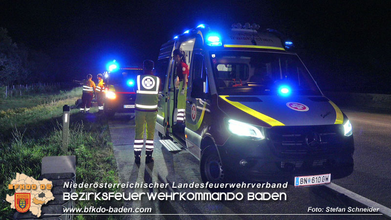 20250701_Nächtlicher Unfall auf der A2 beim Knoten Guntramsdorf Foto: Stefan Schneider BFKDO BADEN