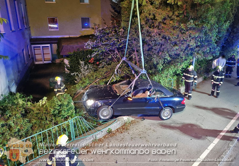 20250714_PKW steckt in Zaun von MOTEL in Baden Foto: FF Baden-Leesdorf 20250714_PKW steckt in Zaun von MOTEL in Baden Foto: FF Baden-Leesdorf