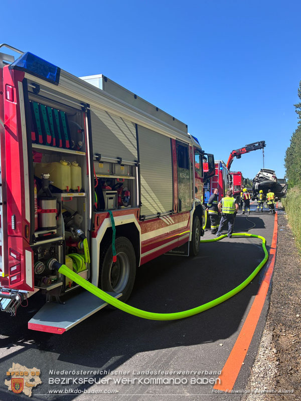 20250819_PKW Brand im Baustellenbereich auf der A21   Foto: Freiwillige Feuerwehr Alland