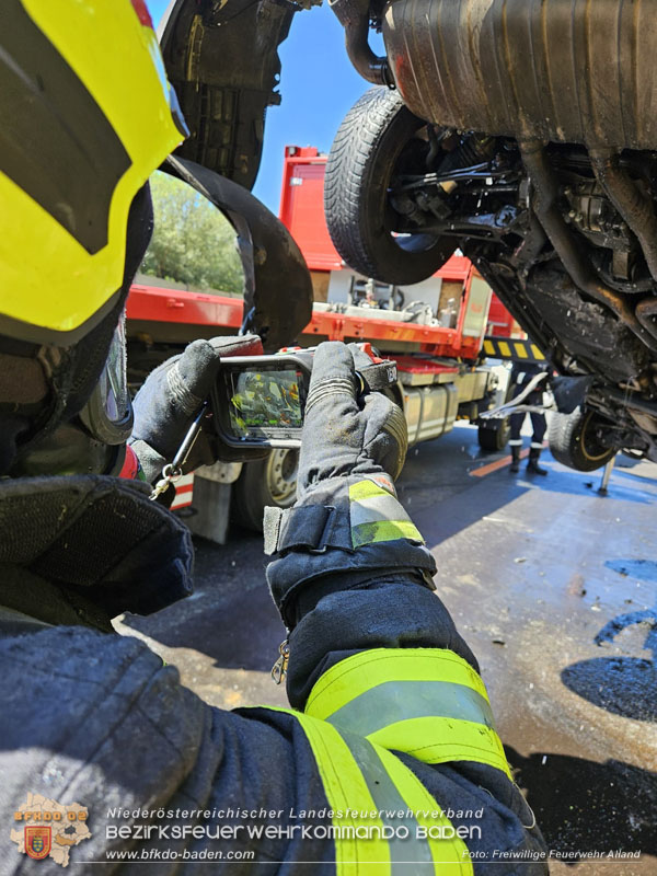 20250819_PKW Brand im Baustellenbereich auf der A21   Foto: Freiwillige Feuerwehr Alland