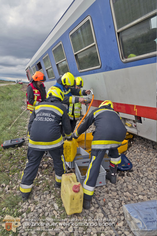 20250902_Pkw kollidiert mit Triebwagen der Aspangbahn in Günselsdorf Foto: Stefan Schneider BFKDO BADEN