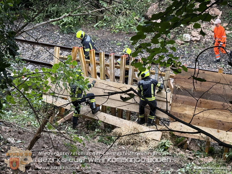 20250912_Felsblock droht auf die Geleise der Triestingtal Bahnstrecke zu stürzen - Kontrollierte Sprengung Foto: Stefan Schneider BFKDO BADEN