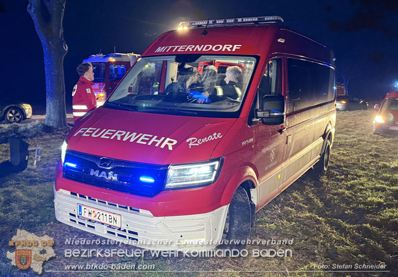 20260209_Verkehrsunfall auf der L4043 mit 5 Verletzte bei Mitterndorf a.d. Fischa Foto: Stefan Schneider BFKDO BADEN