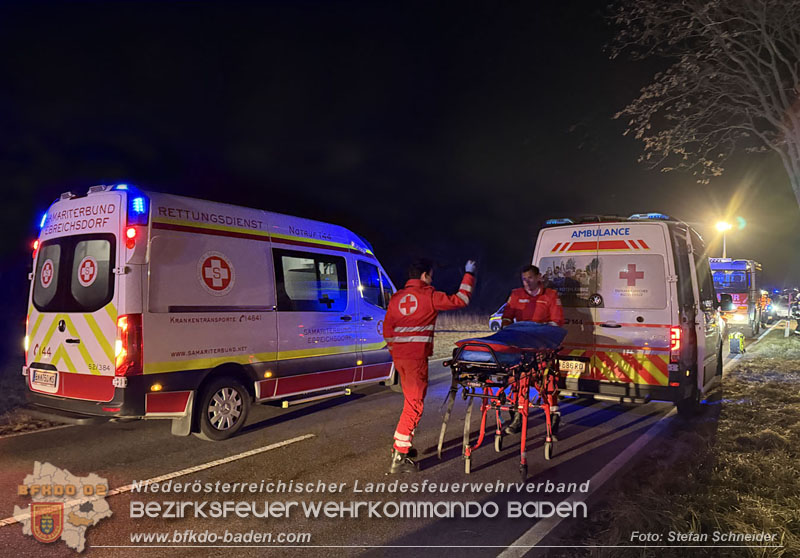 20260209_Verkehrsunfall auf der L4043 mit 5 Verletzte bei Mitterndorf a.d. Fischa Foto: Stefan Schneider BFKDO BADEN