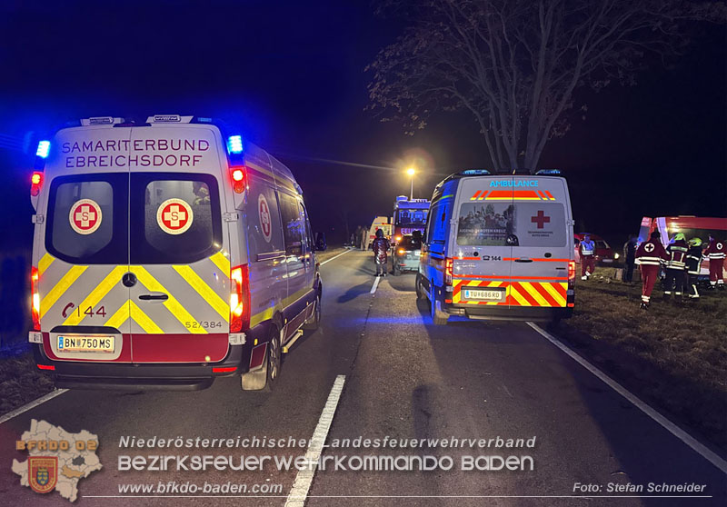 20260209_Verkehrsunfall auf der L4043 mit 5 Verletzte bei Mitterndorf a.d. Fischa Foto: Stefan Schneider BFKDO BADEN