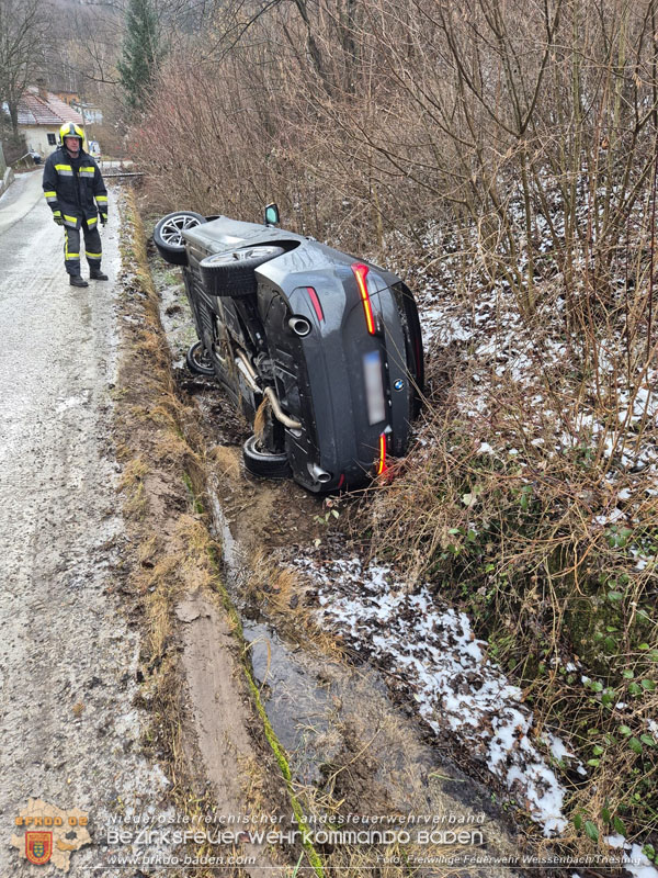 20260217_Fahrzeugbergung aus Bachverlauf in Furth/Triesting Ortsteil Eberbach  Foto: FF Weissenbach/Triesting