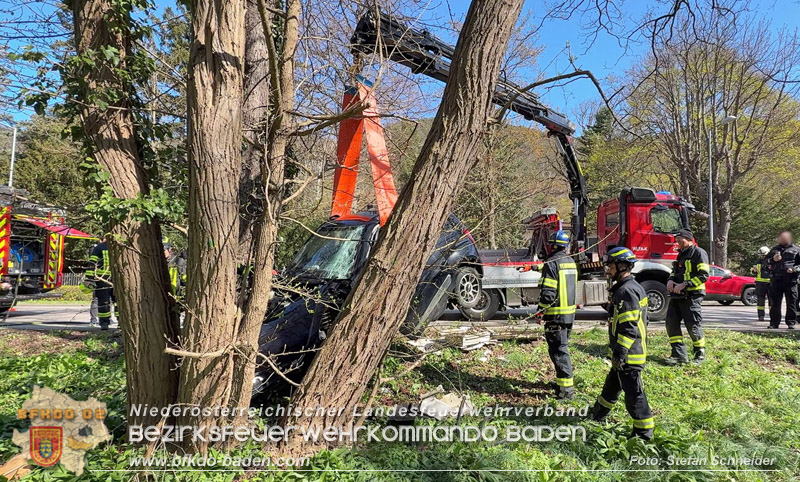 20260403_Moped-Auto prallt in Baden frontal gegen Baum Foto: Stefan Schneider