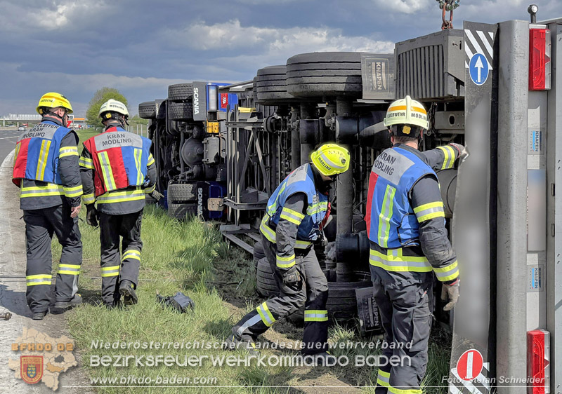 20260420_Schwerer Lkw-Unfall auf der A2 bei Traiskirchen Foto: Stefan Schneider BFKDO BADEN