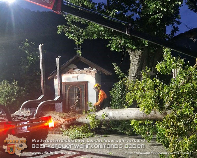 20260817_Gro�er Baum kippt gegen Kapelle - Foto: FF Furth/Triesting