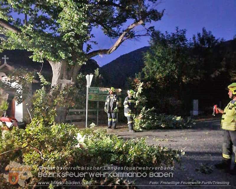 20260817_Gro�er Baum kippt gegen Kapelle - Foto: FF Furth/Triesting