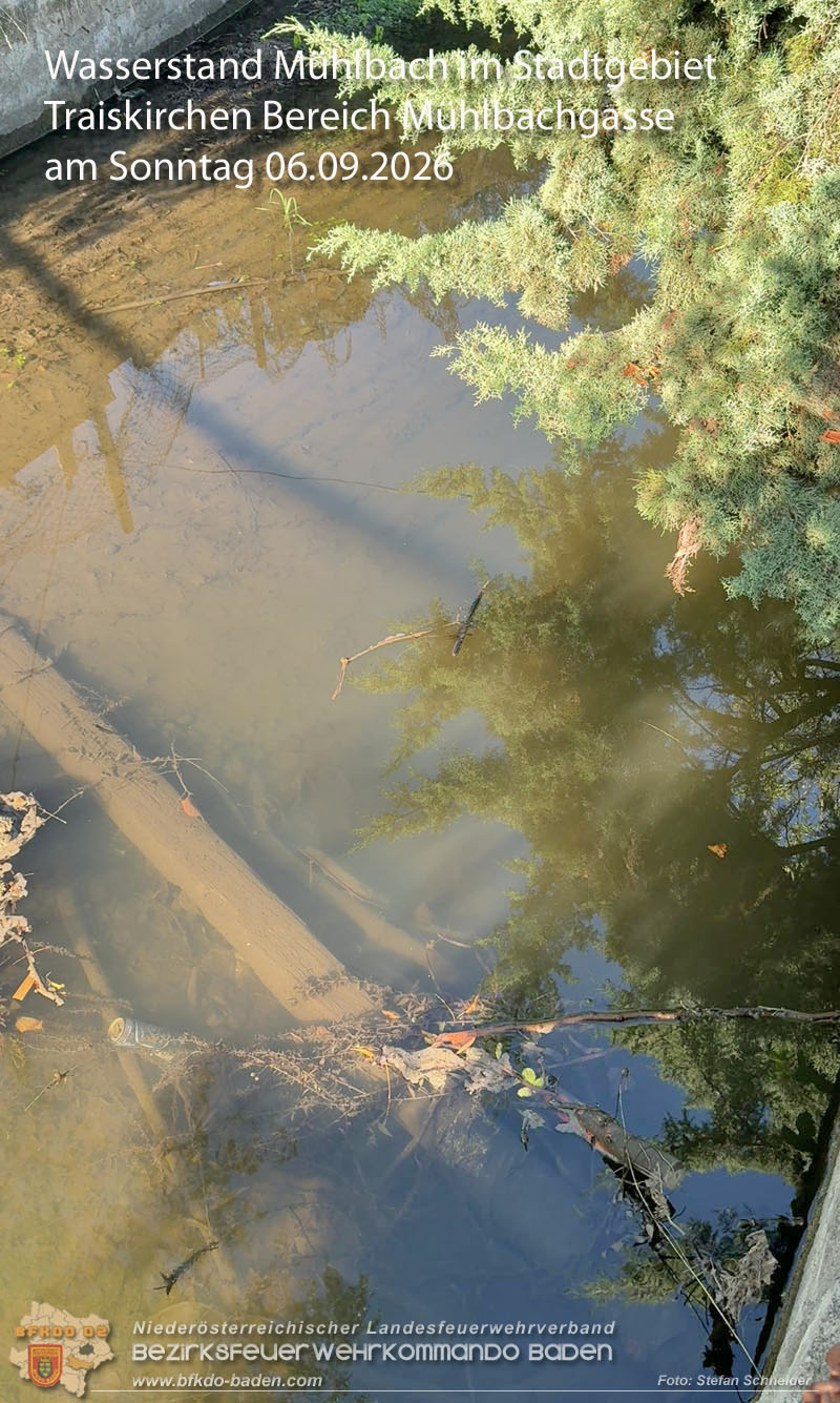 20260906_UPDATE zu Wasserstand im M�hlbach in Traiskirchen - Foto: Stefan Schneider BFKDO BADEN